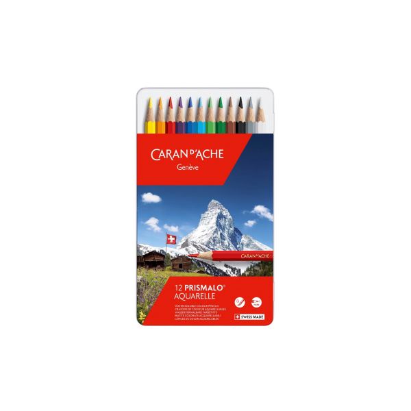 Caran D'Ache Crayons de couleur Prismalo 3mm 12 pièces dans boîte métallique