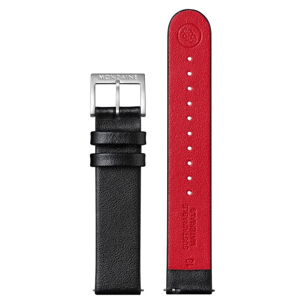 Mondaine SBB strap vegan grape leather 18 mm with a buckle made of plated stainless steel