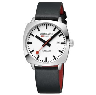 Mondaine SBB wristwatch Cushion automatic 39 mm