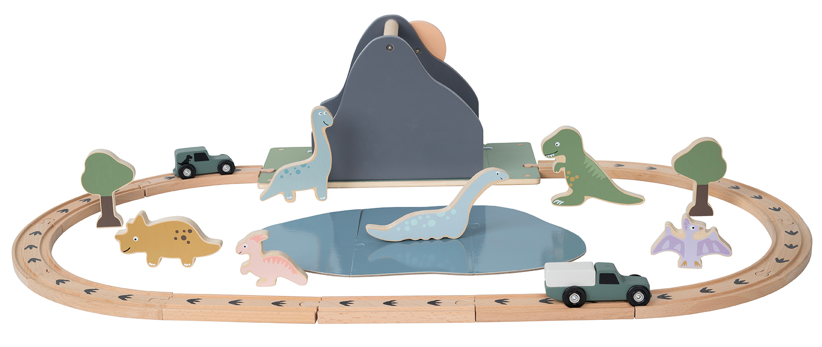 Jabadabado set di treni Dino World in legno